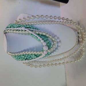 faux pearl necklace, lot of four costume.